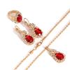 Fashion Women Water Drops Coloured Water Drill Necklace Earrings Ring Set Shining Bride Jewelry