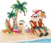POPWOW Tropical Santa Pop Up Card, Merry Christmas, Santa Claus, Beach, Coconut Tree, Vacation, 3D Greeting Card, Gift for Xmas Season, Table Decorati