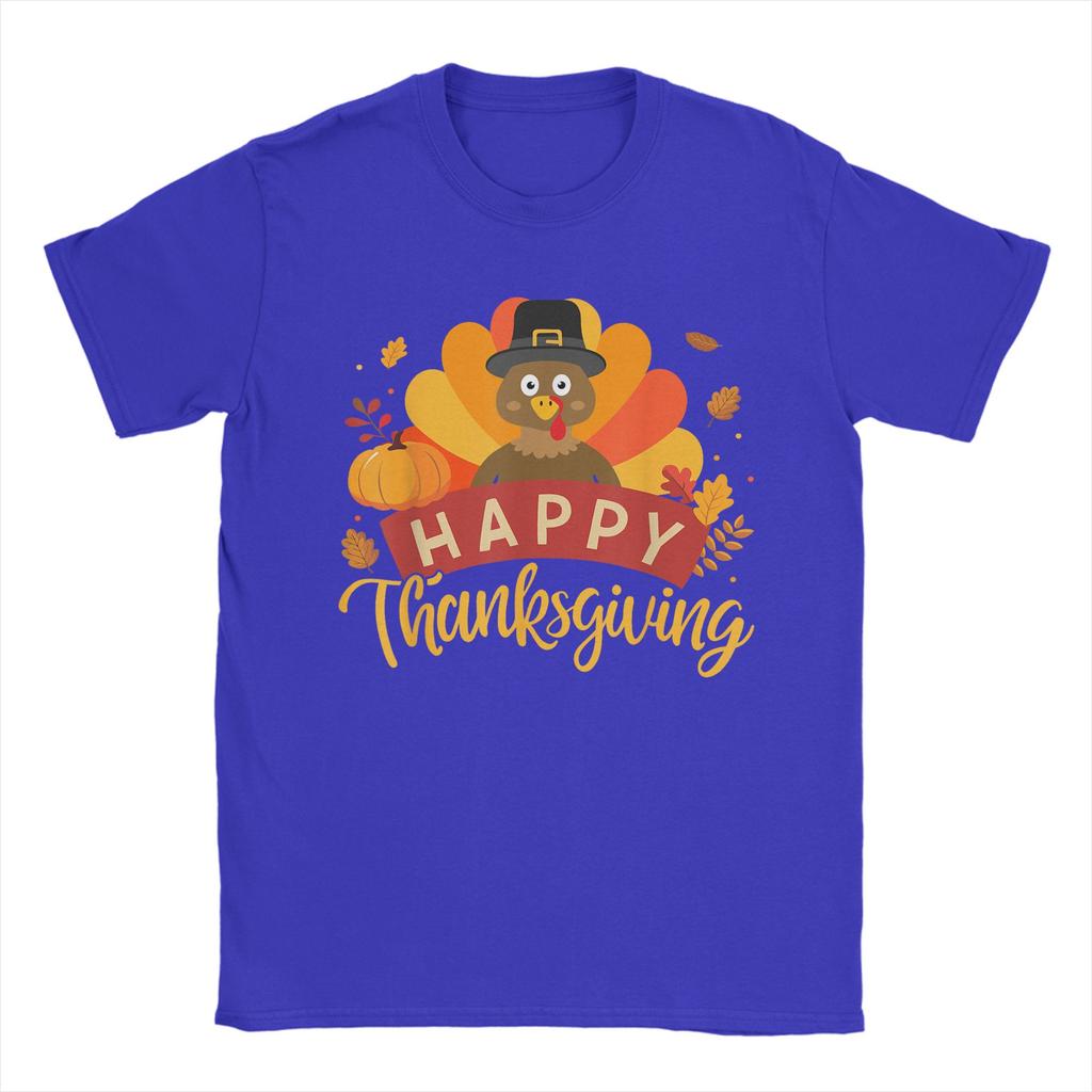 Happy Thanksgiving Turkey for Family Dinner Feast Men T Shirts Funny Tee Shirt Short Sleeve O Neck TShirts 100 Cotton Clothes