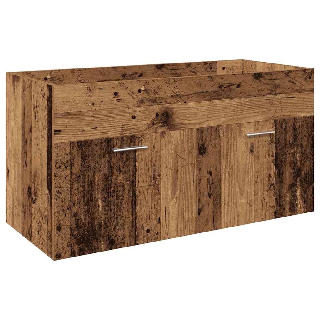 Washbasin Cabinet with Built In Basin Rustic Wood Look