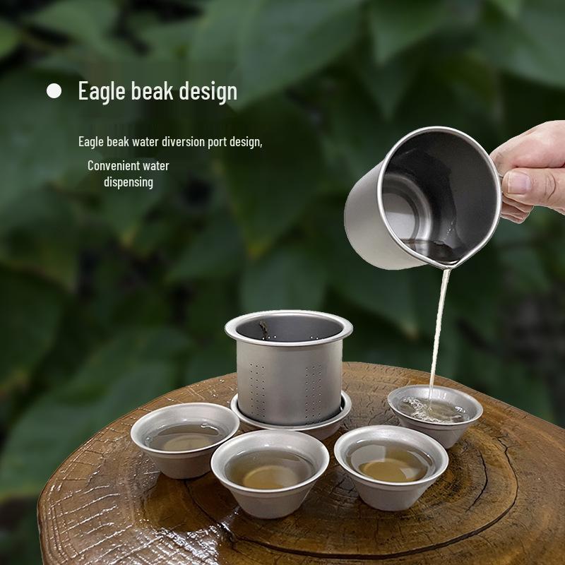 450ml Titanium Tea Infuser Set: Lightweight, Portable for Travel, Camping, Home & Office Use