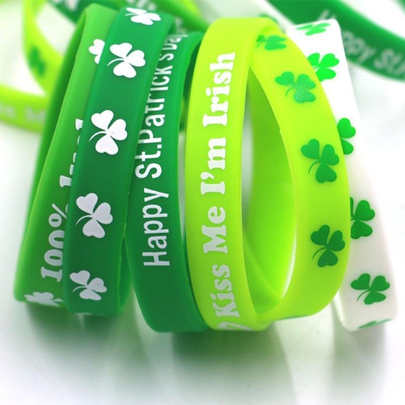 10 stuks Sint Patrick's Dag Siliconen Armband Vakantie Festival Cadeau voor Kind Kinderen Podiumoptreden Cadeau Geschenken
