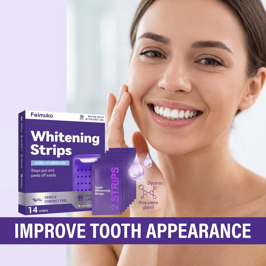 Purple Teeth Whitening Strips for Sensitive Teeth Remove Coffee Wine Smoking Stains Non Slip Improve Dental Yellowing Bright Smile Teeth Bleaching Str