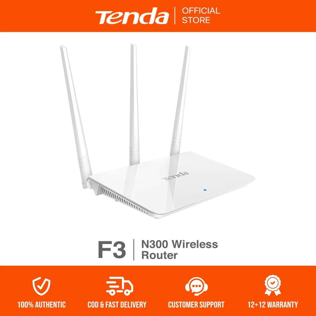 Tenda Wireless Router F3 N300 300Mbps Single Band Wifi Router Access Point Range Extender WISP Plug & Play High Gain Antennas