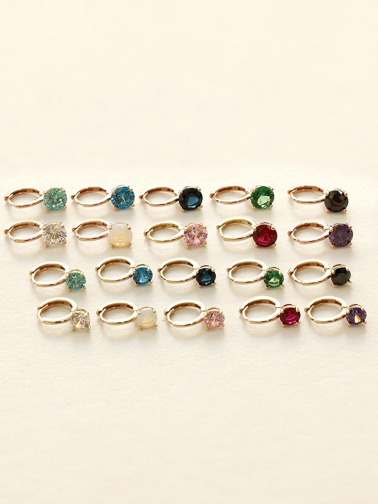 Minimalpiercing 14K Daily Colorful Cubic One-Touch Ring Earrings