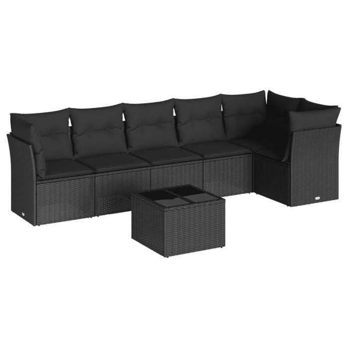 VidaXL Garden Lounge Set 7 Pcs with Cushions Black Wicker 3217665