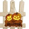 Décoration d'Halloween Lumière LED Accroche-porte Panneau de bienvenue Joyeux Halloween Citrouille Artisanat Mural Pour Maison Jardin Extérieur Décor Horreur