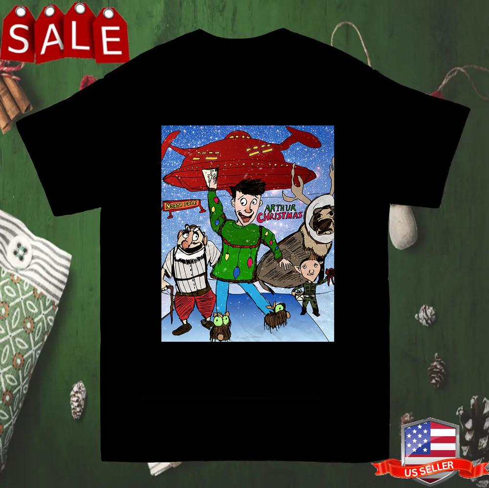 ARTHUR CHRISTMAS North Pole Art T Shirt Full Size S-5XL AA1502 Unisex T-Shirt XL