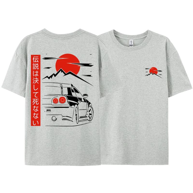 Japanse Stijl Auto JDM Cultuur GTR Racing T-shirts Mannen Vrouwen Street Wear Origineel Ontwerp Oversized 100% Katoen Paar Tops Tees