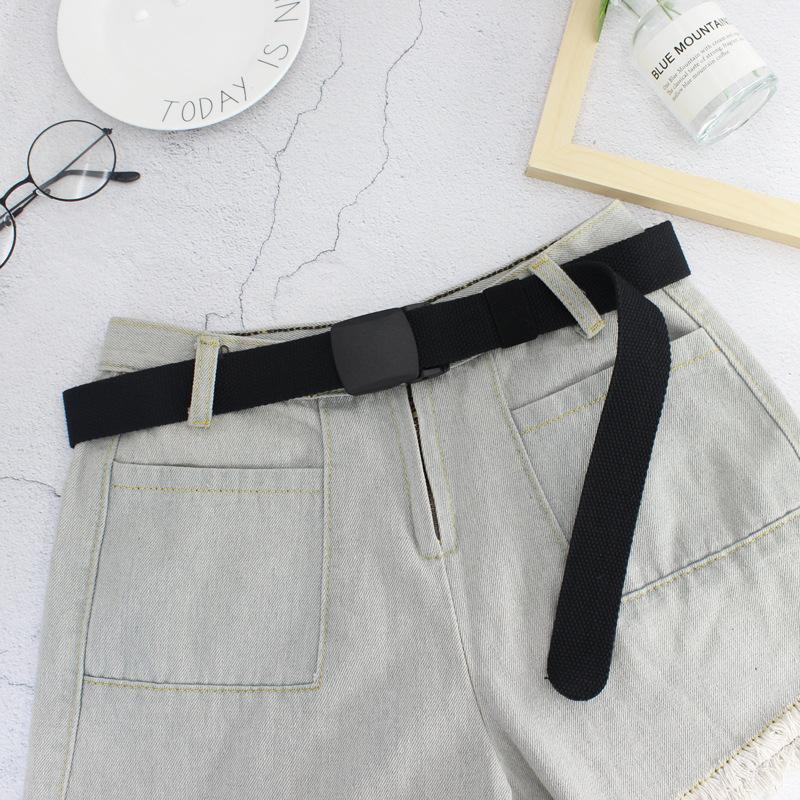 Unisex Canvas Belt Plastic Metal-Free Anti-Allergic Automatic Buckle Women'S Casual Jeans Belt