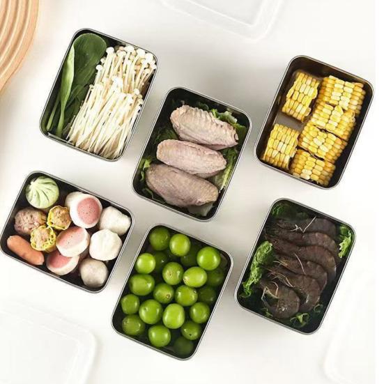 1/2/3/4/5/6/8 ks Sada nádob na uskladnění potravin Obědový box Nerezové stohovatelné nádoby na svačinu