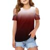 Children summer fashion T-shirt dew shoulder round collar gradient leisure coat