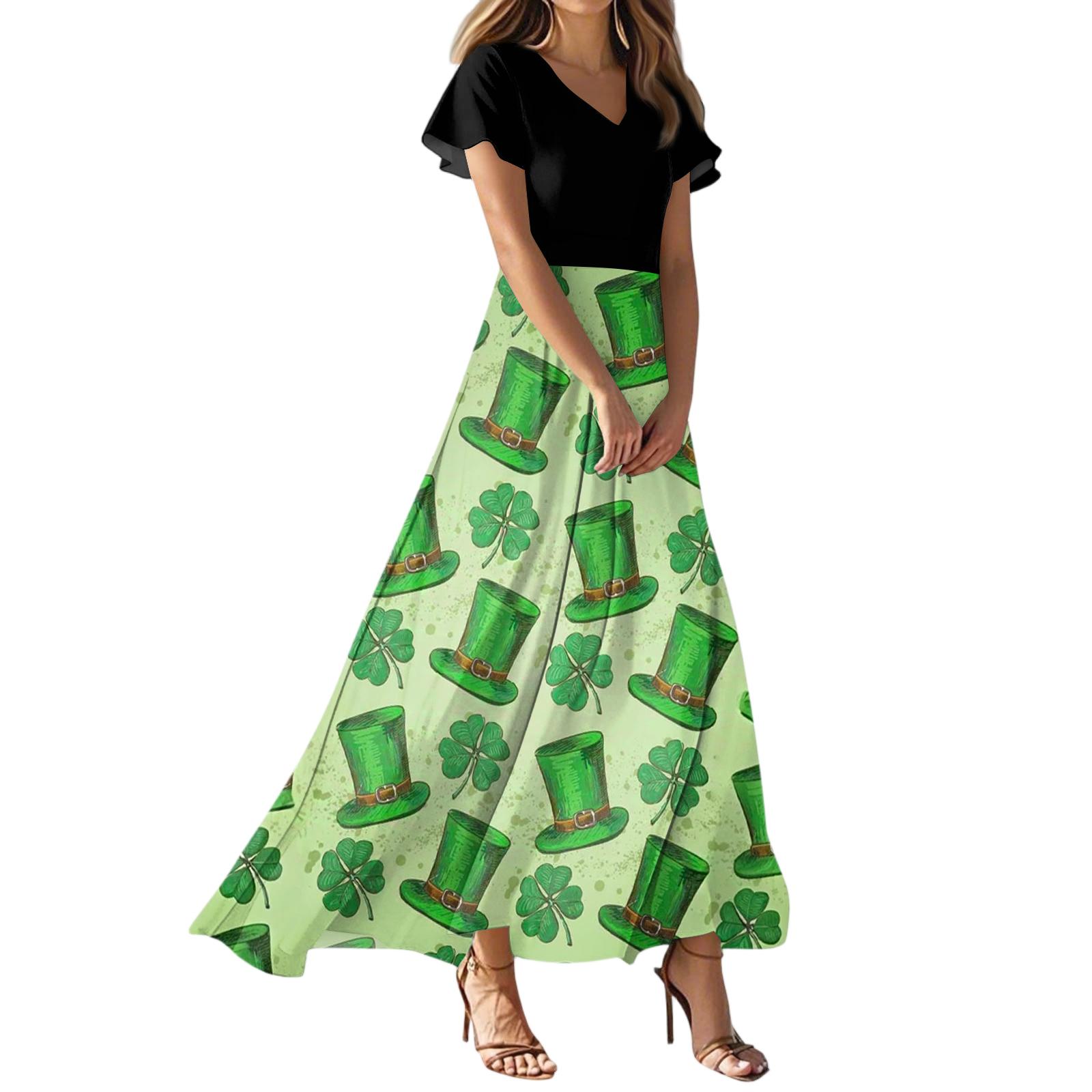 

Women s Summer Casual Fashion Saint-Paul Printed Dress V-Neck Short-Sleeve Dress XL