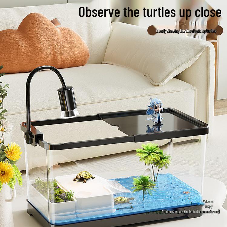 Small Turtle Tank Ecological Desktop Villa with Sun Deck for Brazilian Breeding