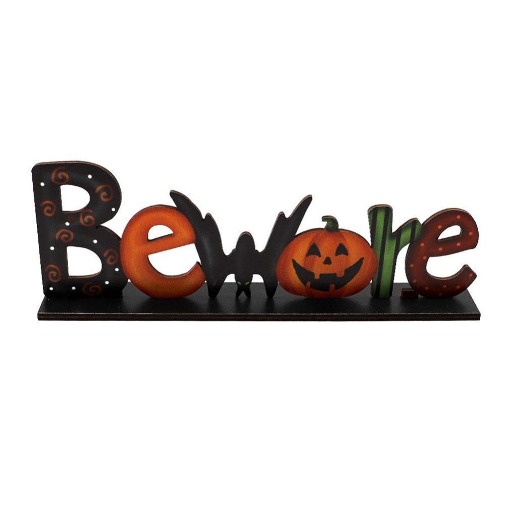 1pcs Halloween Wooden Decor Desk Ornament Party Supplies Atmosphere Prop Pumpkin Ghost Witch Decor Trick or Treat