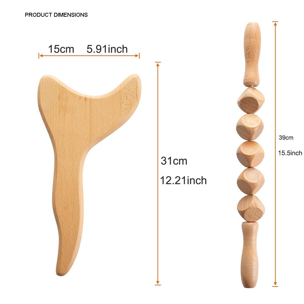 2Pcs/Set Wood Therapy Massage Tools Wood therapy Kit for Body Shaping Lymphatic Drainage Massager for Body Sculpting Cellulite