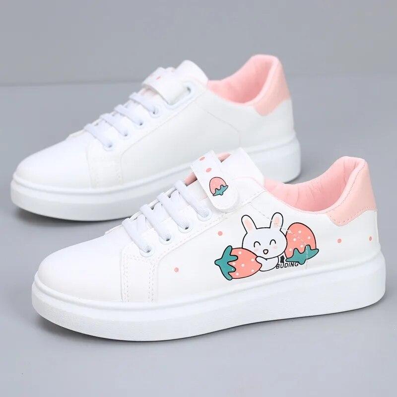 2023 New Fashion Female Vulcanized Shoe Upper Cute Rabbit Pattern Outdoor Leisure Summer and Autumn 34-40 Super Size