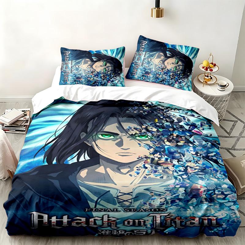 Attack On Titan 3pc Set Perfect for Bedroom Use Comfortable Bedding Set Includes a Duvet Cover and Two Pillowcases Ideal Birthday or Christmas Gift