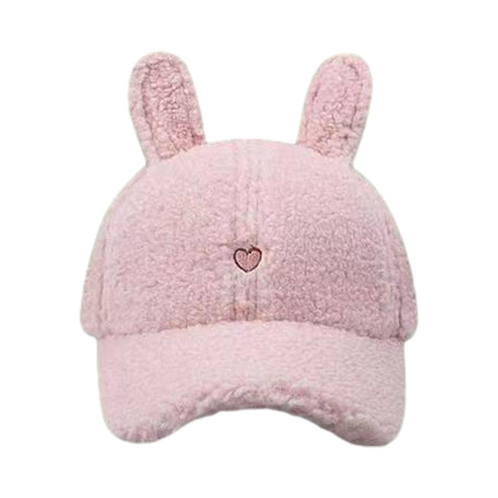 Rabbit Ear Plush Baseball Cap for Teens Girl Autumn Winter Berber Fleece Baseball Hat Fashionable Peaked Hat for Women