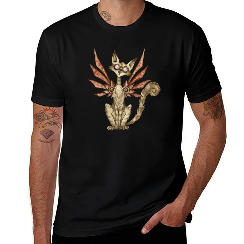 Steampunk Cat T-Shirt Casual Loose Fit Summer Tee Shirt