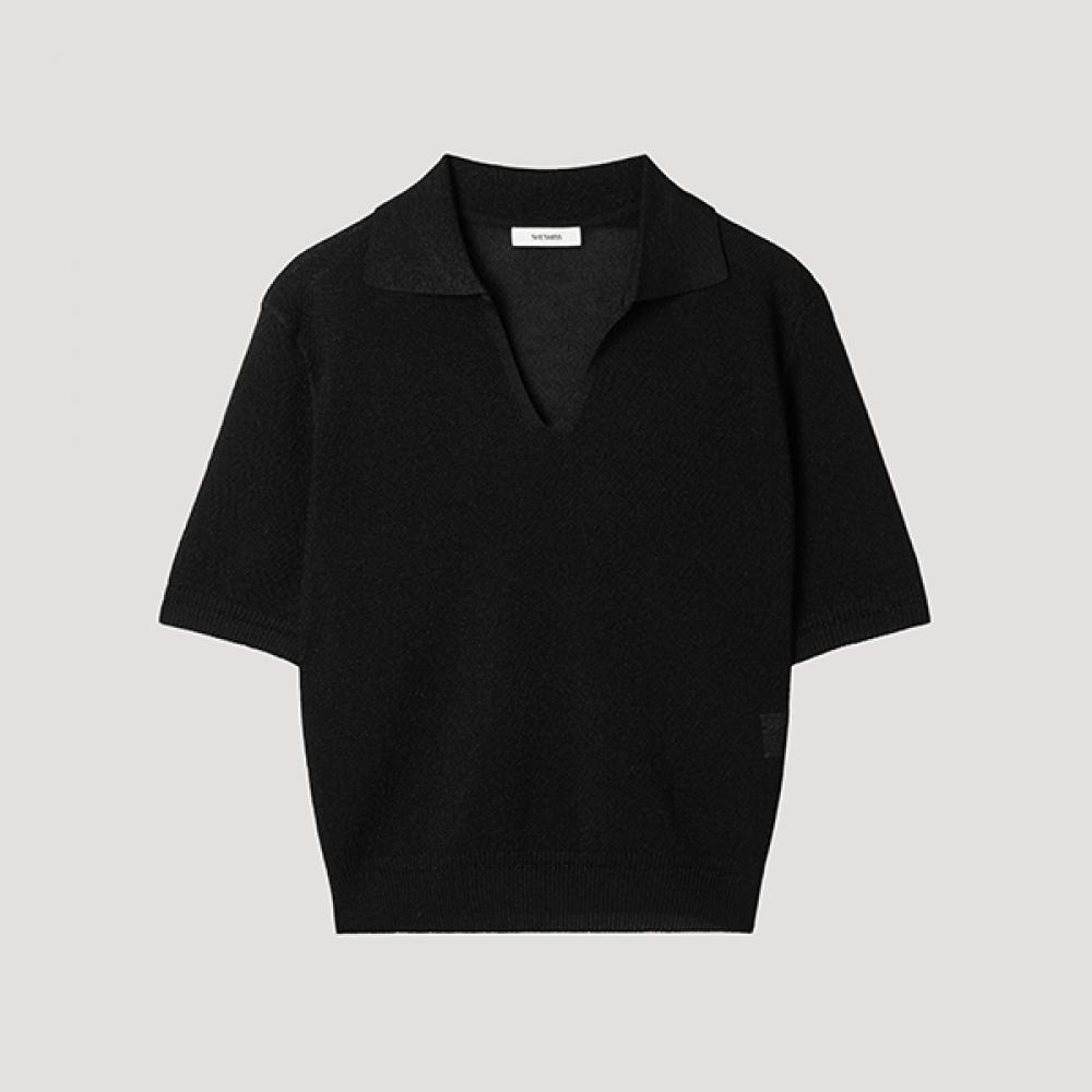 

[She S miSS] Glitter Collar Half Sleeve Knit SSkpop21030 Bk blacks/55