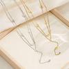 Europese & Amerikaanse Luxe Dubbellaags Kwastje Titanium Ketting voor Dames - Elegante Herfst/Winter Sleutelbeenketting