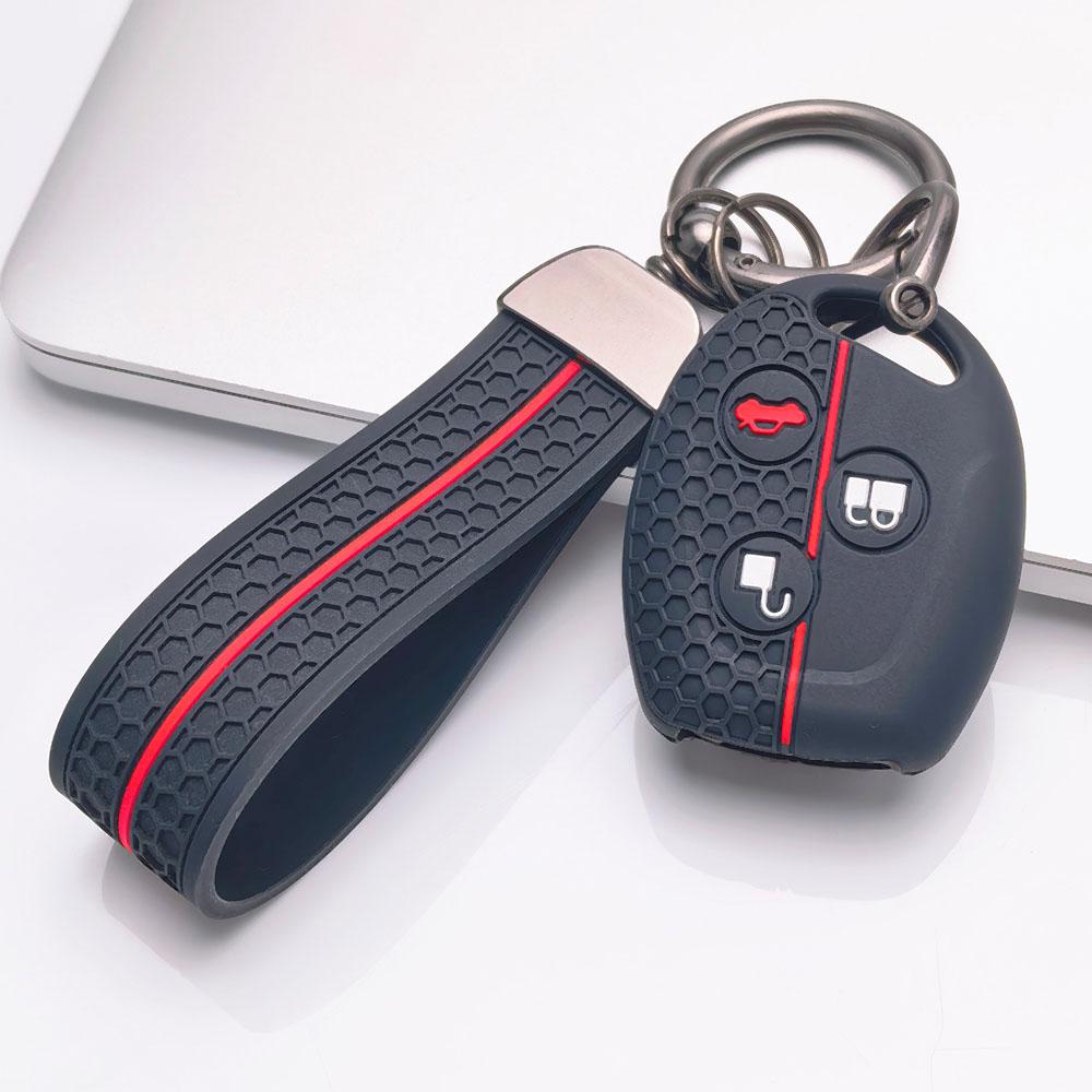 3 Button Silicone Key Fob Cover with Keychain for Ford Focus Fiesta Mondeo Fusion Escape, Fits Ford Focus Fiesta Mondeo Escape, Protective Accessory