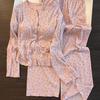 Korean Floral Sweet Long Sleeve Pajamas for Women, Spring/Autumn 2025 Slimming Plus Size Home Wear Set