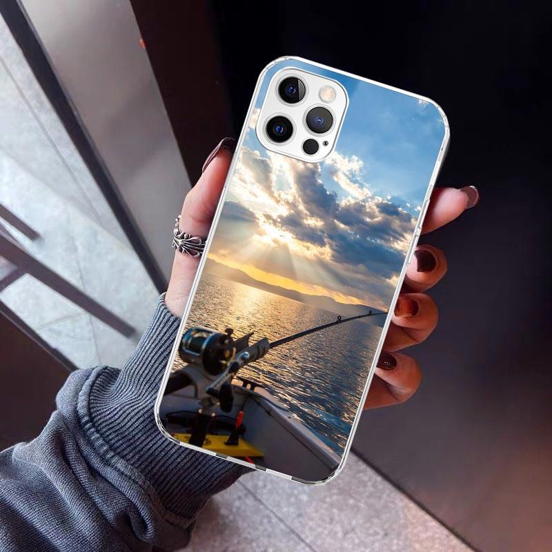 Offshore Angling Fishing Fish Rod Phone Case For iPhone 17 Air 11 13 Mini 14 15 Plus 16 12 Pro Max 16E SE 7 8 Pattern Soft TPU B