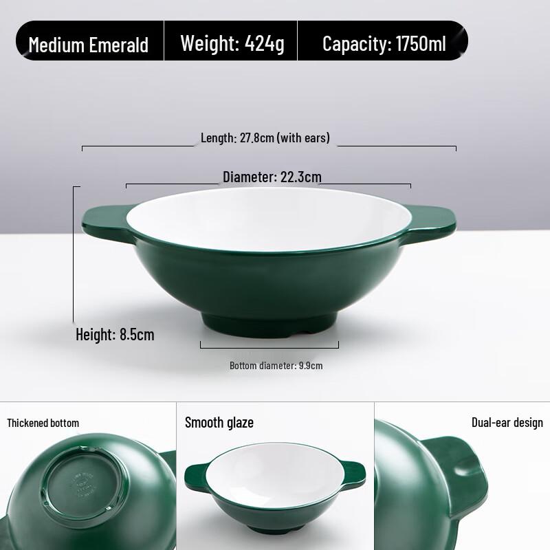 Nordic Melamine Noodle Bowl with Handles