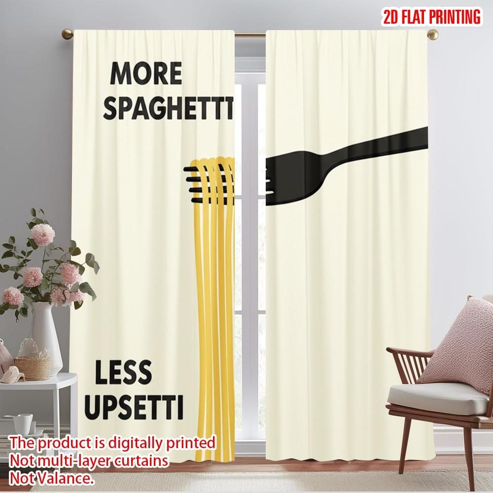 

2pcs 2D flat printing Drapes More Spaghetti Less Upsetty Polyester Without Electricity Festive Wall Decor Use for Parties and 52.50×116.00 CM 2pcs