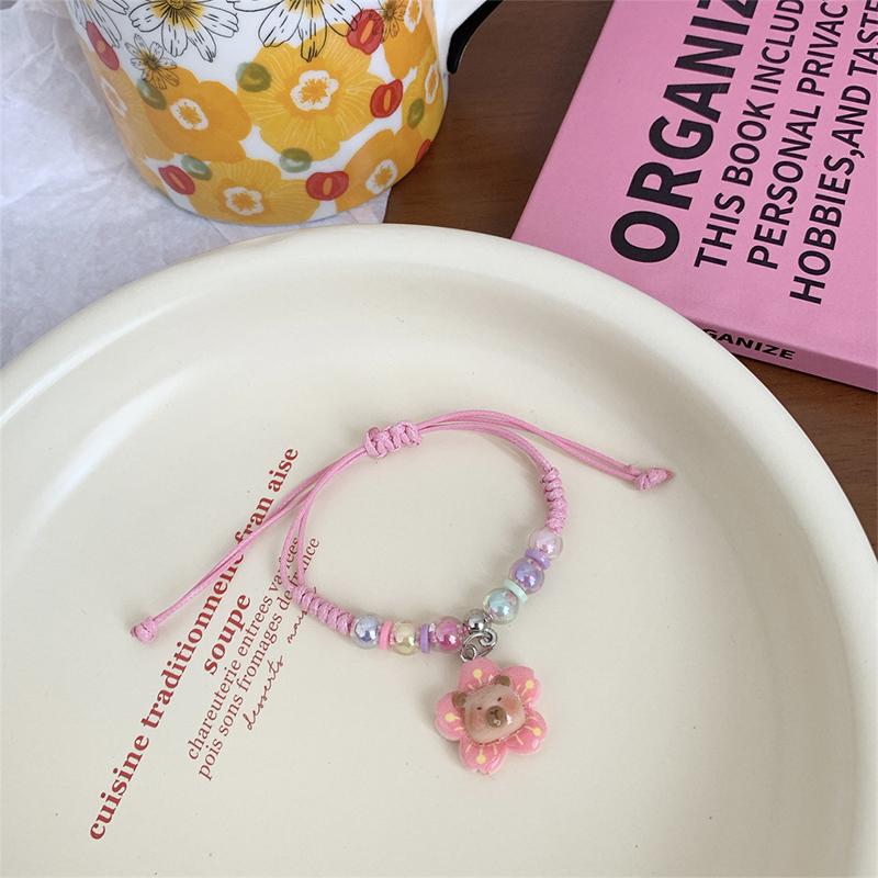 Brățară drăguță cu capibara din desene animate pentru femei, fete, țesătură manuală Kawaii, frânghie de mână, dulci, cu margele, bijuterii, accesorii, cadouri