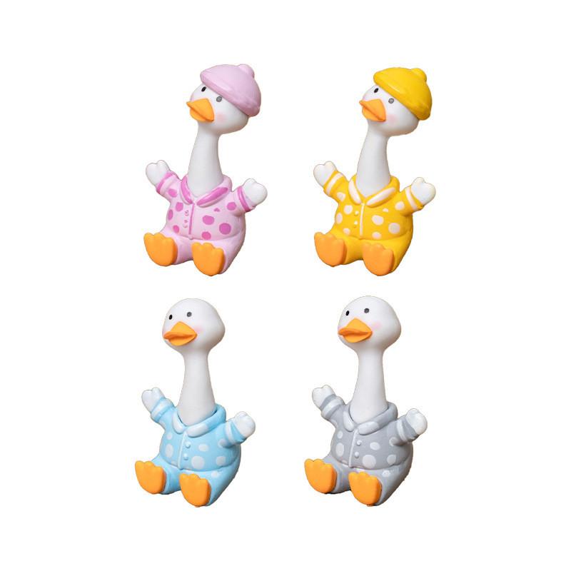 4Pcs/set Cartoon Shake Duck Animal Miniatures Resin Ornaments Fairy Garden Decoration Moss Terrarium Micro Landscape