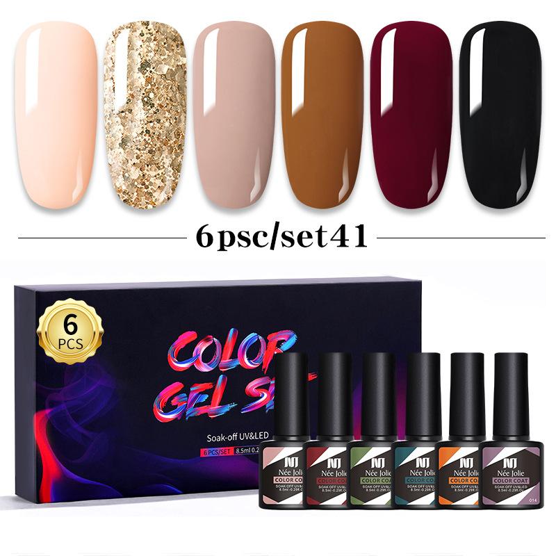 Nail Polish Glue Set 8Ml 6 Bottles Boxed Nail Art Barbie Glue Japanese Nail Color Glue Phototherapy Glue