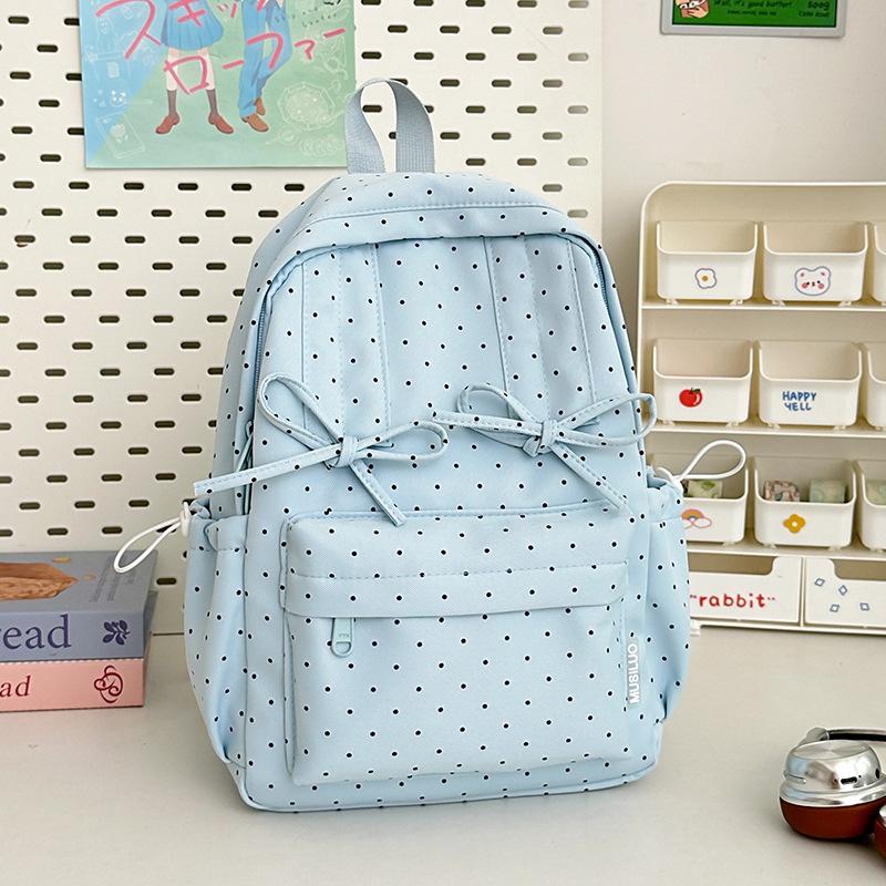 School bag summer new small fresh polka dot sweet girl travel mini backpack high value literary and art fan girls backpack