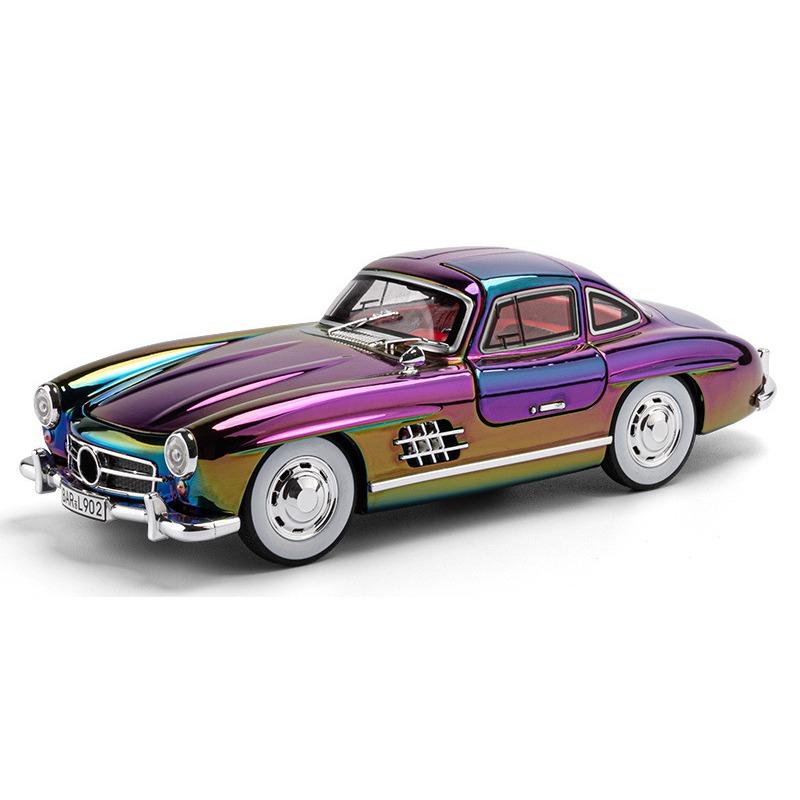 1/24 Scale Benz 300SL Classic Car Alloy Metal Diecast Car Model Sound & Light Collect Hobby Desktop Decorative Ornament Gift