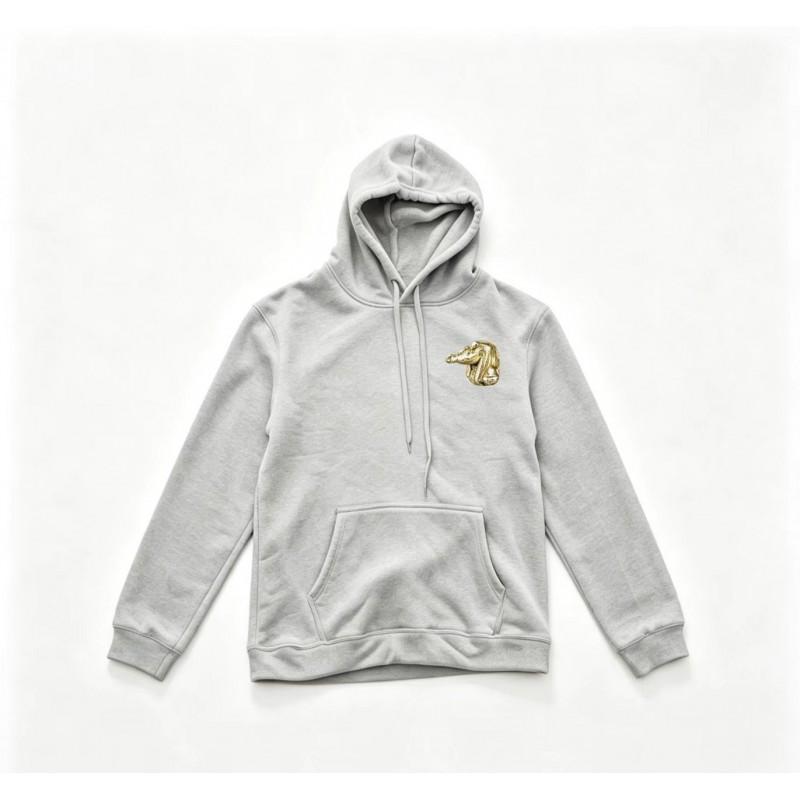 Unisex Oversized Drop Shoulder Hoodie With Embroidered Crocodile Casual Sweatshirt Fall