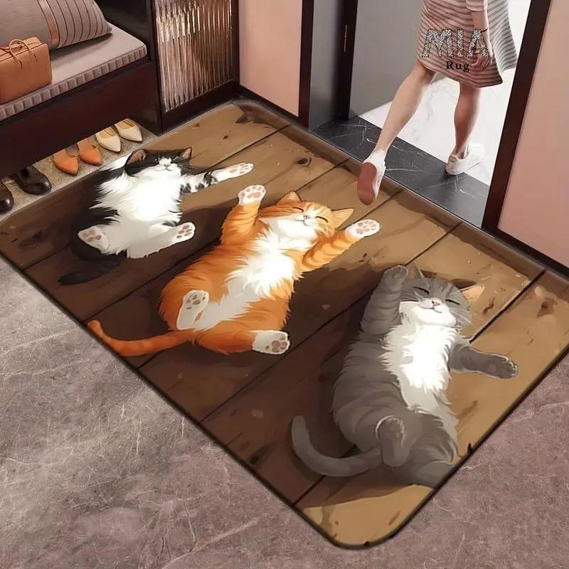 Cartoon Cute Cat Diatom Mud Floor Mat For Home Bathroom Door Non-slip Absorbent Mat