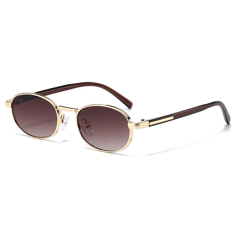 

Vintage Oval Metal Sunglasses Men Women Sleek Retro UV400 Protection Shades Trendy Small Face Sun Glasses Daily Wear