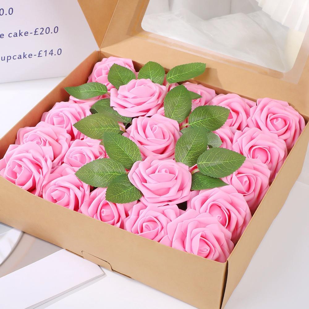 25 Stück Künstliche Rosenblumen Schaumstoff Falsche Faux-Blumen Rosen für DIY Hochzeitssträuße Dekoration Party Heimdeko Garten Ornament
