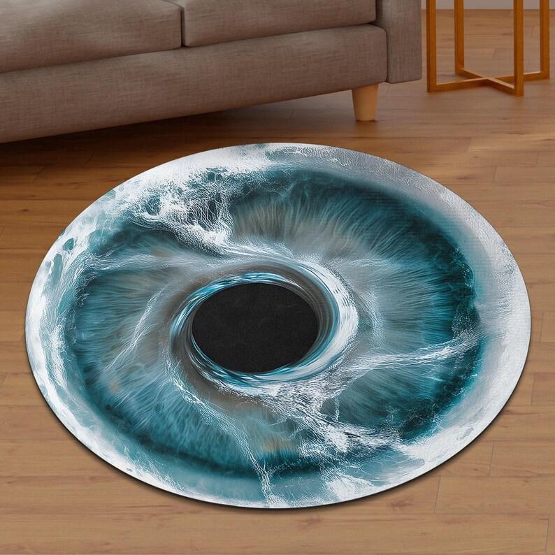 

2D Galaxy Vortex Round Area Rug Mystic Spiral Astrology Symbols Print Mat Boho Space Home Decor Soft Non-Slip Circular Carpet 80cm x 80cm