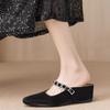 Fashion 2025 New Women's Shoes Light Mouth Square Mule for Women's Wedge Slippers Soft Slide Fashion New Comfortable Buckle