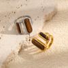 MamacitaSlay 316L Stainless Steel Tiger Eye Asymmetric Ring 18K Gold Plated Waterproof Vintage Jewelry For Women Everyday Wear