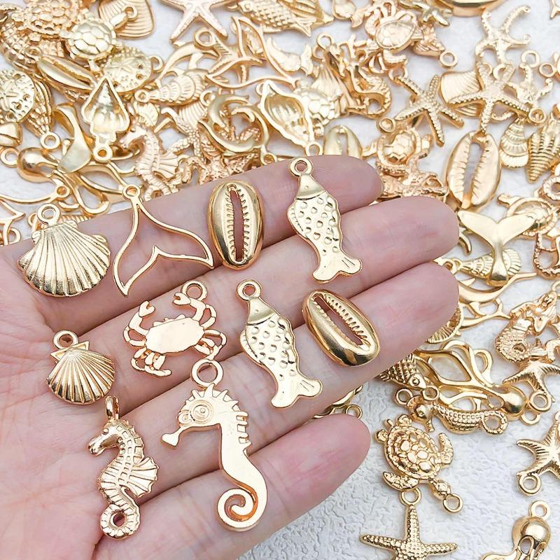 20-100pcs Ocean Zinc Alloy Pendants DIY Handmade Jewelry Accessories Sea Star Conch Turtle Jewelry Pendant Material Package