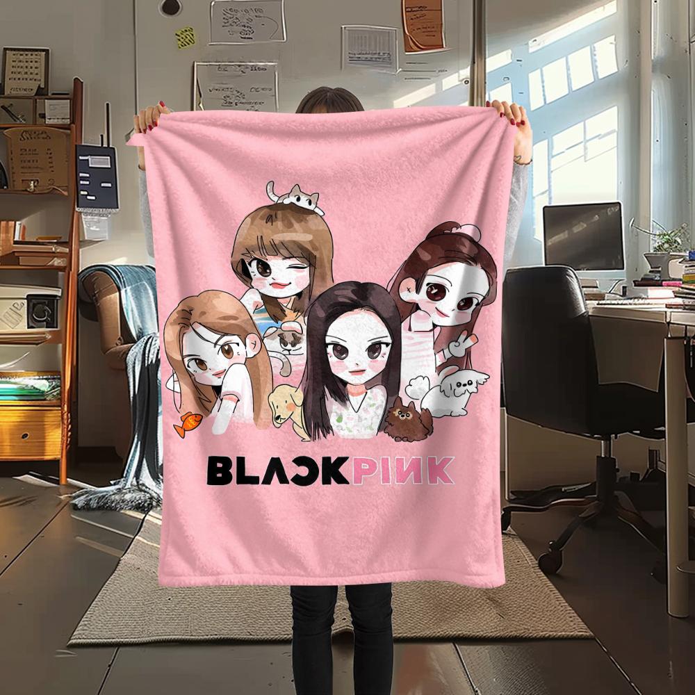 1pz Coperta in Flanella con Stampa Blackpink, Alta Qualità per Tutte le Stagioni, Arredamento per la Casa, Calore e Comfort, Perfetta per Regali di Natale