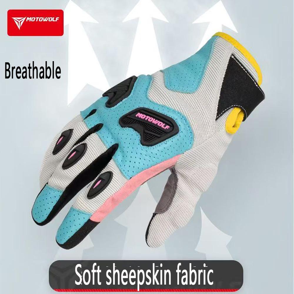 Macaroon Motorcycle Riding Gloves For Autumn As Well As Summer Anti Fall Off-road Racing Men's and Female's Breathable Touch Screen Gl Practical Use