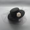 French Elegant Camellia Veil Hat Retro British Velvet Flat Hats Dinner Party Headwear Bride Wedding Hair Accessories