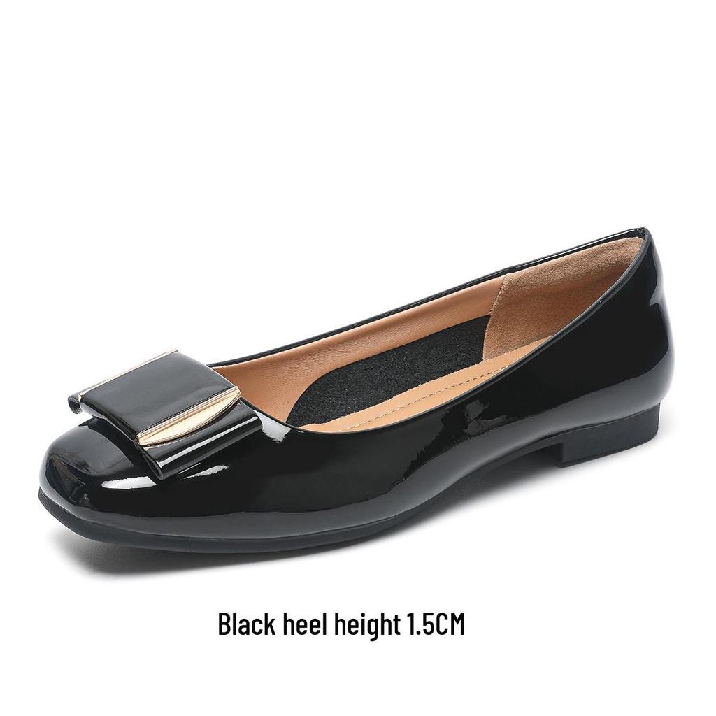 2026 Spring New Arrival: Women's French Patent Leather Chunky Mid-Heel Square Toe Shoes