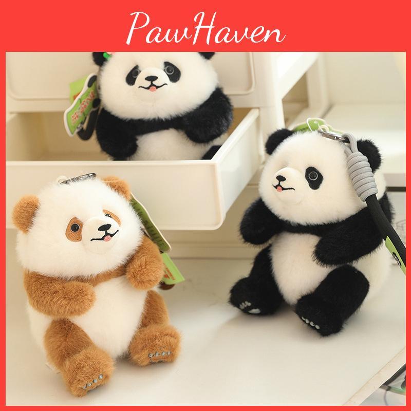 Qizai Fubao He Hua Panda Plush Toy Keychain Cartoon Stuffed Doll Bag Decoration