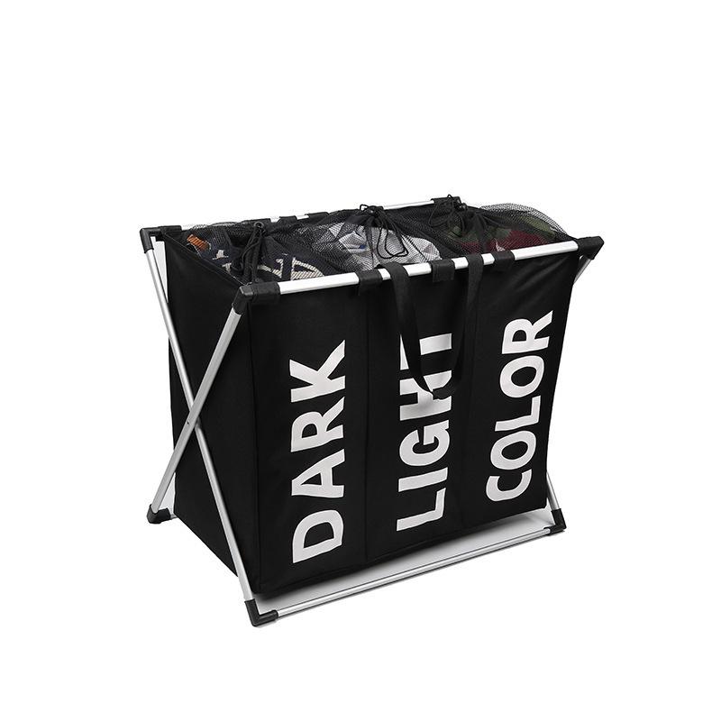 Shushi Oxford Cloth Waterproof Laundry Basket with Compartments and Foldable Design